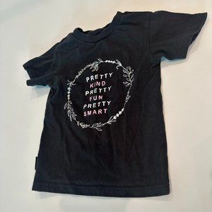 Black t-shirt with pretty, kind, smart, fun 4t